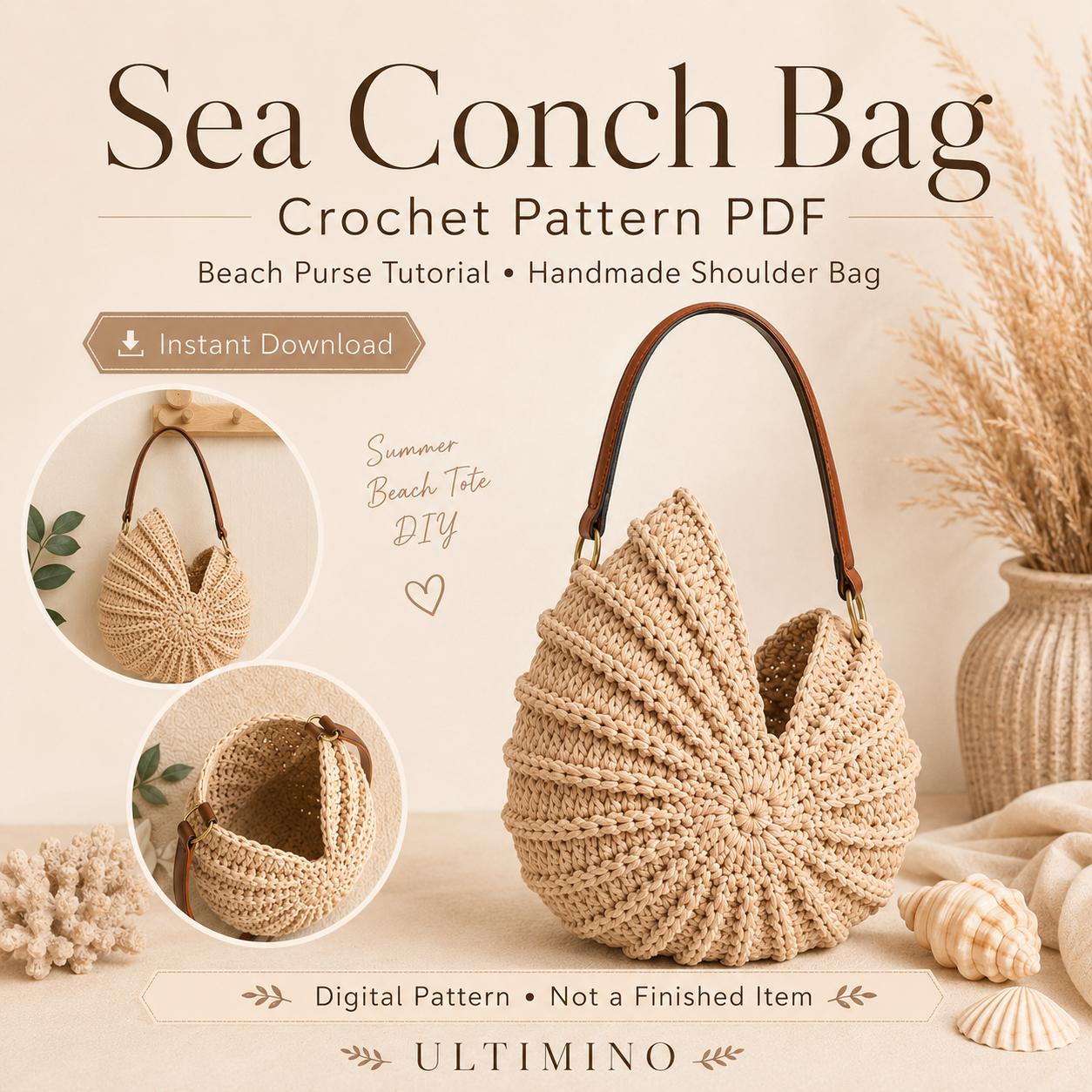Sea Conch Bag Crochet Digital PDF Instant Download